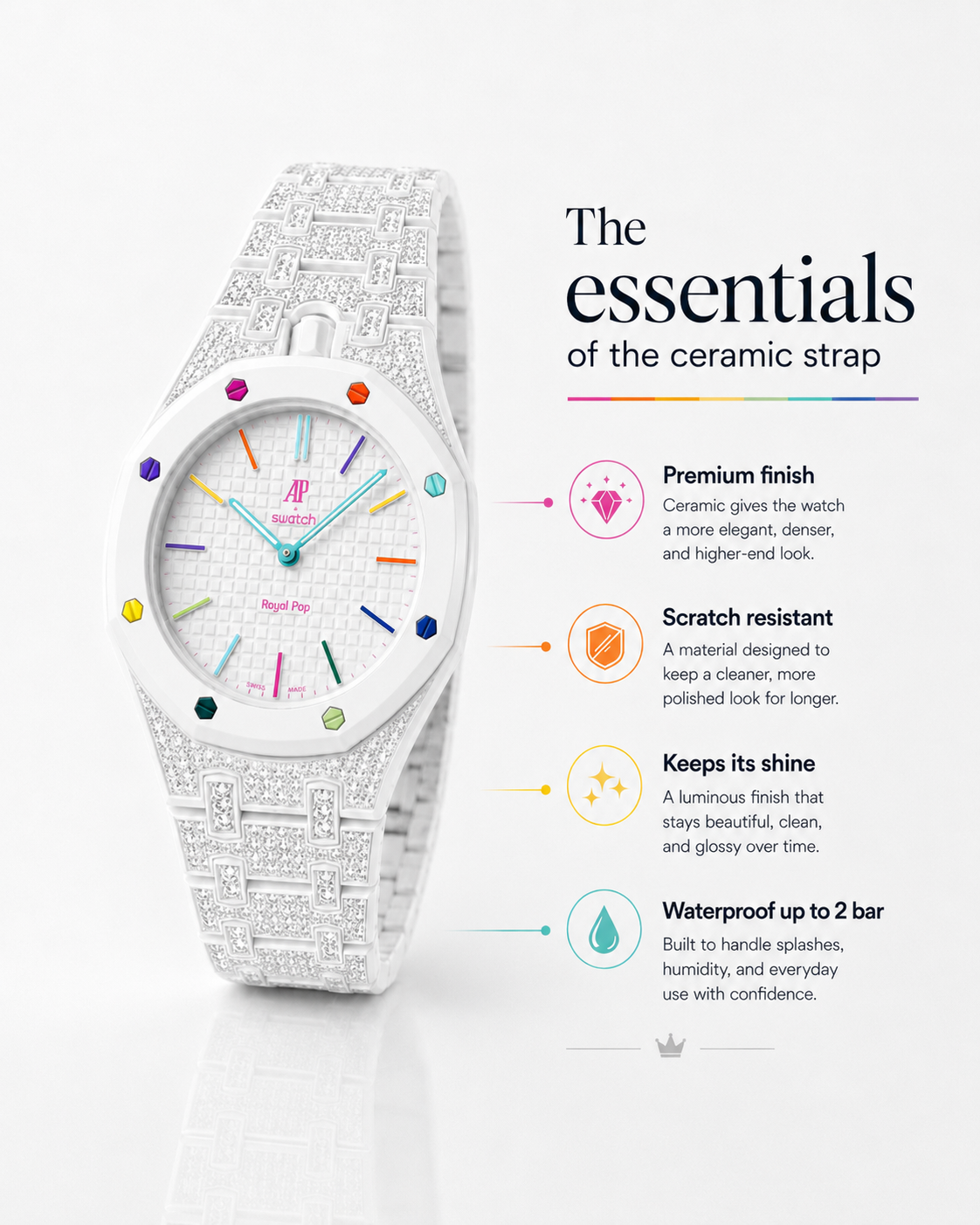 Royal Pop Ceramic Strass Bracelet - HUIT BLANC