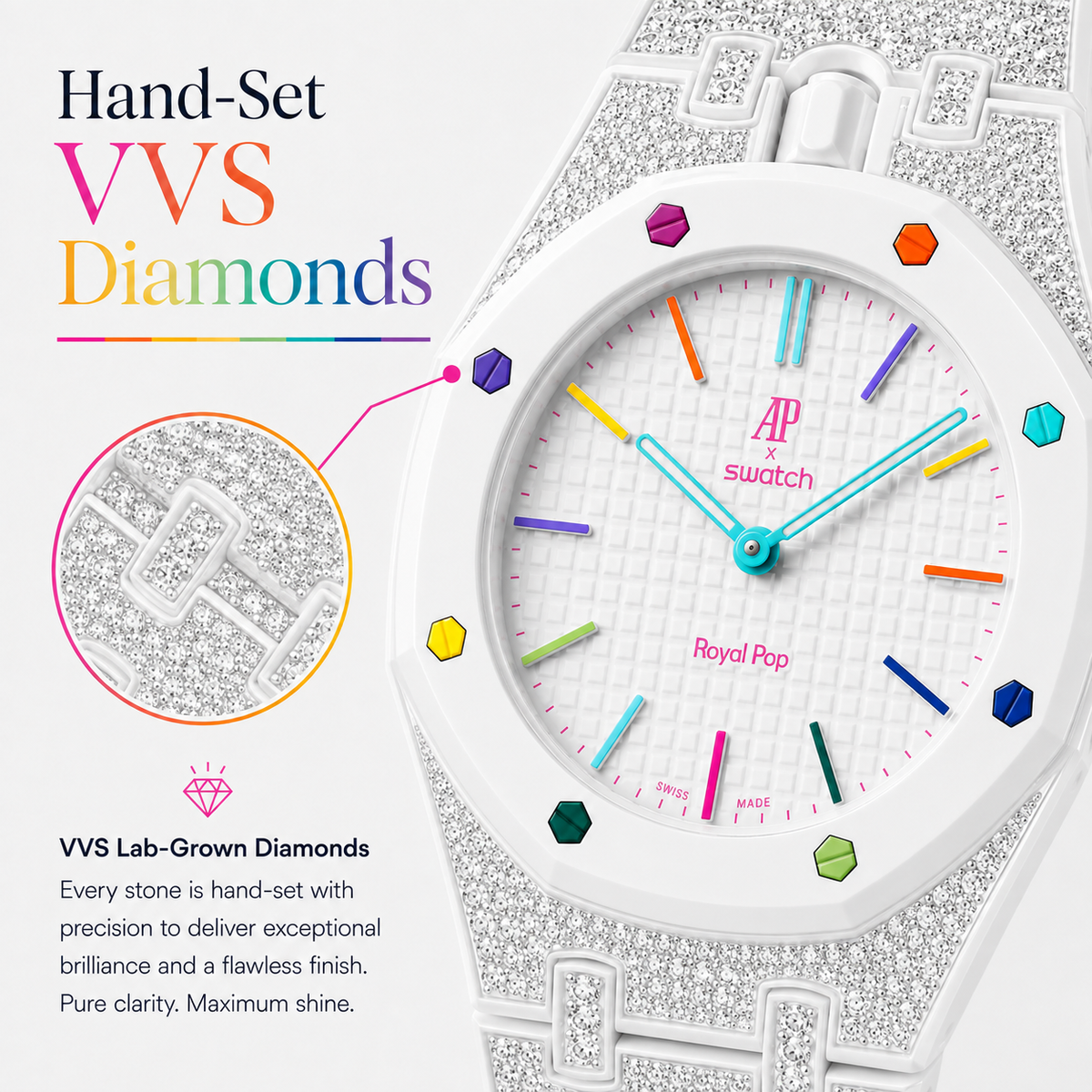 Royal Pop Ceramic Strass Bracelet - OTG ROZ | CONTRAST